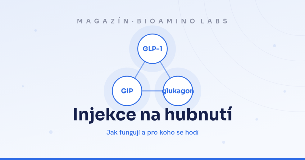 Ilustrace: injekce na hubnutí a hormony GLP-1, GIP a glukagon