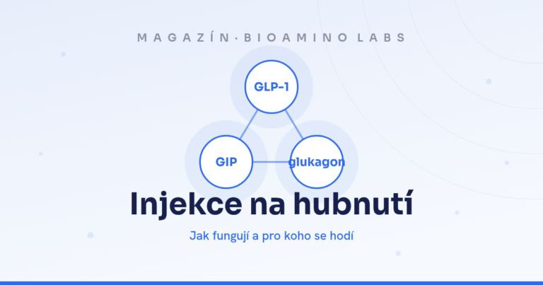 Ilustrace: injekce na hubnutí a hormony GLP-1, GIP a glukagon