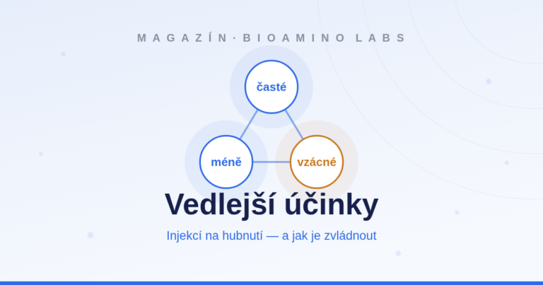Ilustrace: kategorie vedlejších účinků injekcí na hubnutí (časté, méně časté, vzácné)